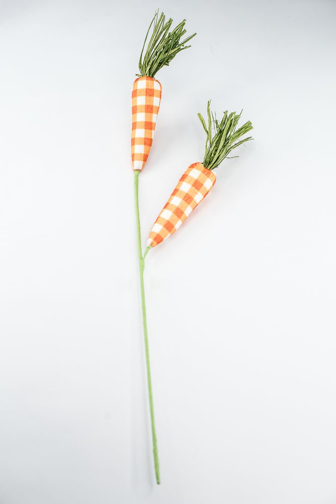 Orange plaid carrots spray - Greenery MarketPicks63441OR