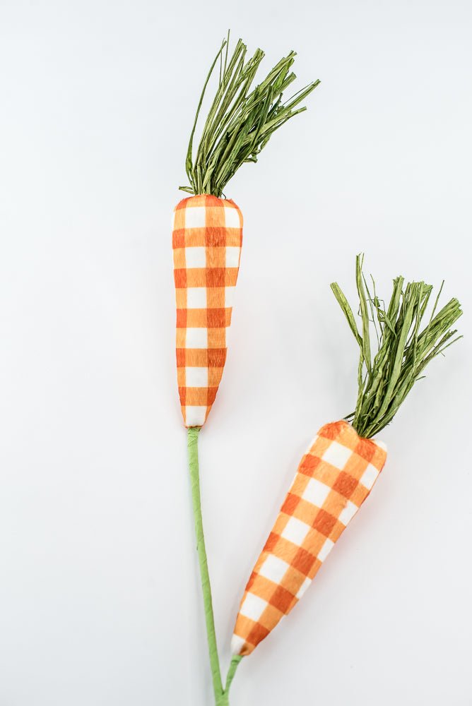Orange plaid carrots spray - Greenery MarketPicks63441OR