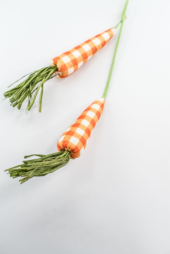 Orange plaid carrots spray - Greenery MarketPicks63441OR