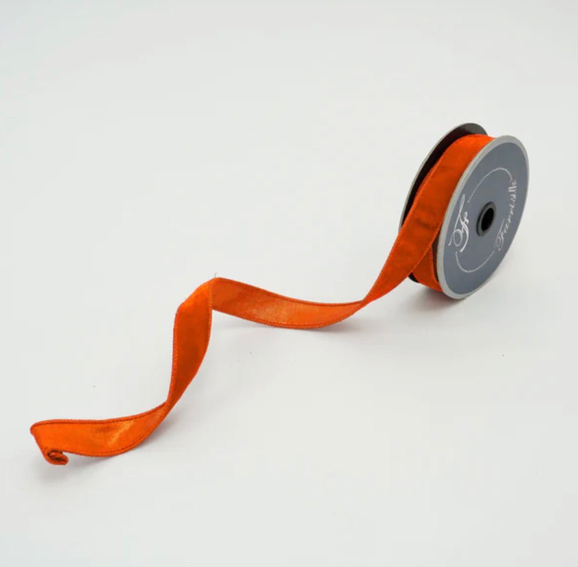 Orange plush velvet luster .75” farrisilk wired ribbon - Greenery MarketRibbons & TrimRV000-52