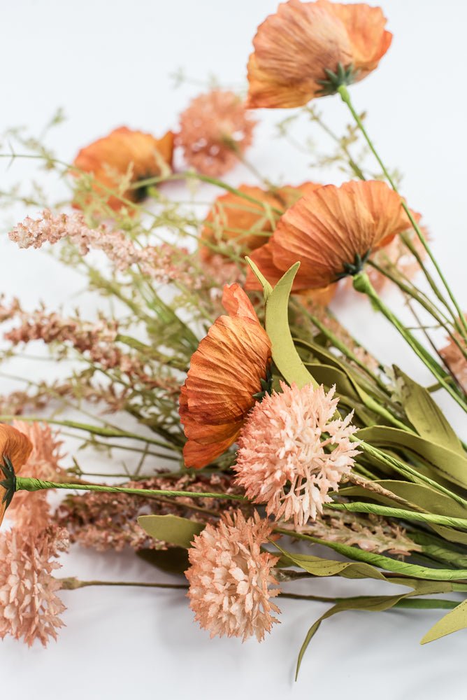 Orange Poppy Cattail Mixed Bush - Greenery Market40375-OR