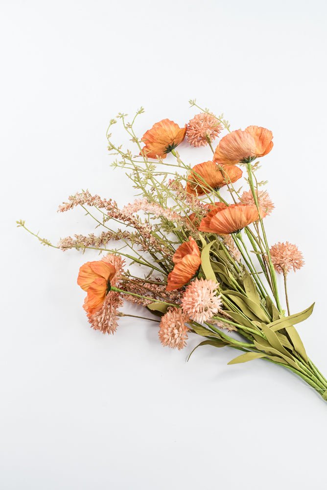 Orange Poppy Cattail Mixed Bush - Greenery Market40375-OR