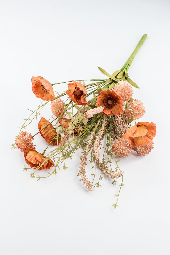 Orange Poppy Cattail Mixed Bush - Greenery Market40375-OR