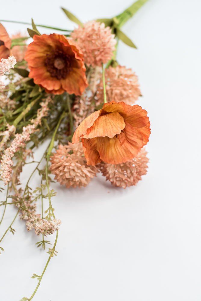 Orange Poppy Cattail Mixed Bush - Greenery Market40375-OR