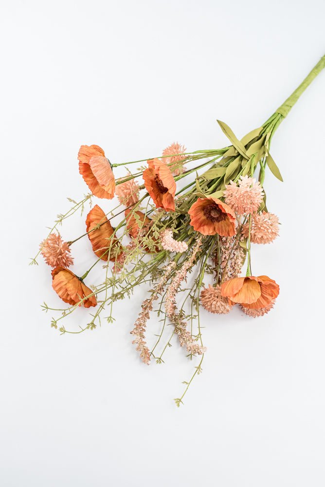 Orange Poppy Cattail Mixed Bush - Greenery Market40375-OR