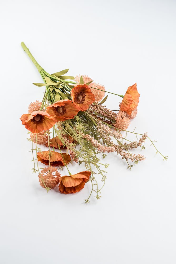 Orange Poppy Cattail Mixed Bush - Greenery Market40375-OR