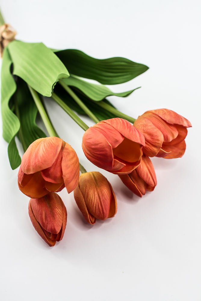 Orange, real touch, artificial tulip bundle - Greenery Market3876-FLOG