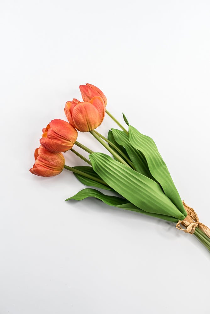 Orange, real touch, artificial tulip bundle - Greenery Market3876-FLOG