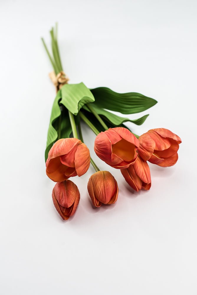 Orange, real touch, artificial tulip bundle - Greenery Market3876-FLOG