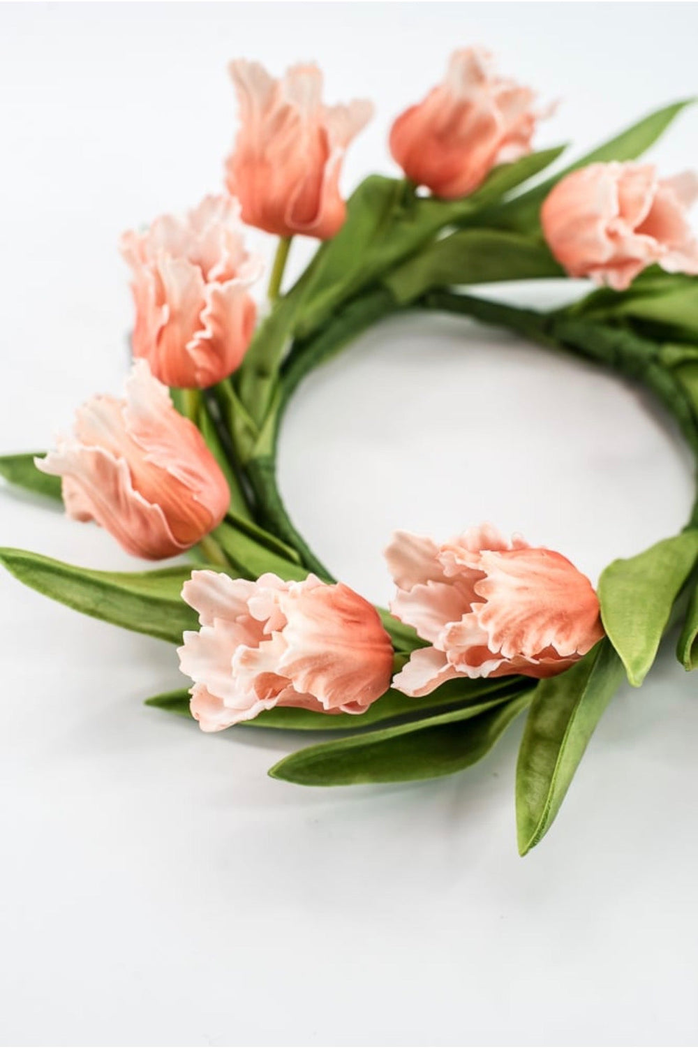 Orange, Real Touch, Parrot Tulip Mini Wreath Candle Ring - 10.5" - Greenery Market4624590