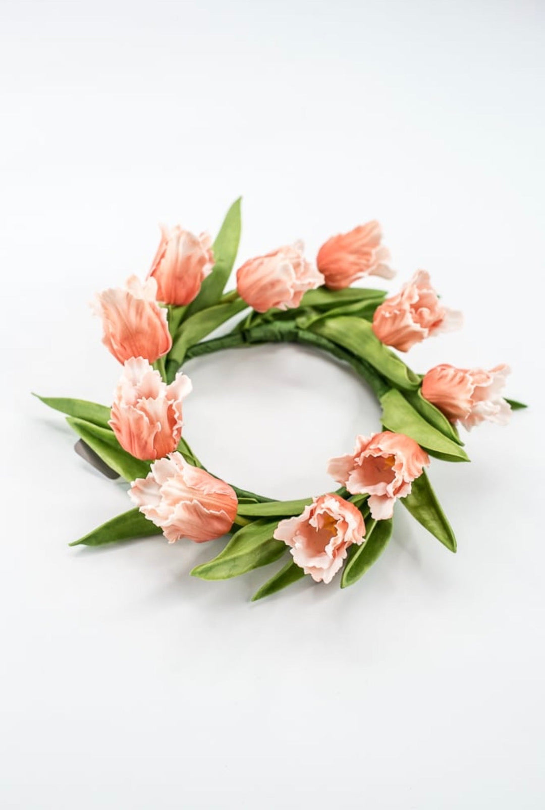 Orange, Real Touch, Parrot Tulip Mini Wreath Candle Ring - 10.5" - Greenery Market4624590