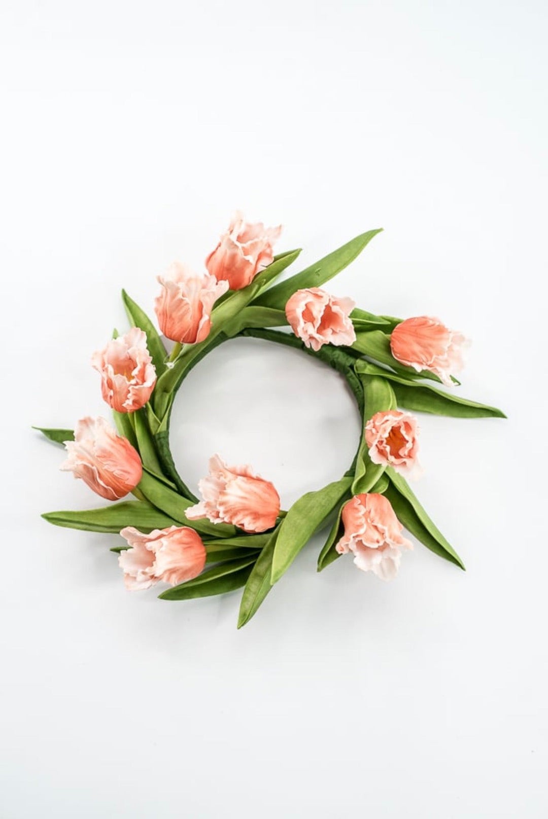 Orange, Real Touch, Parrot Tulip Mini Wreath Candle Ring - 10.5" - Greenery Market4624590