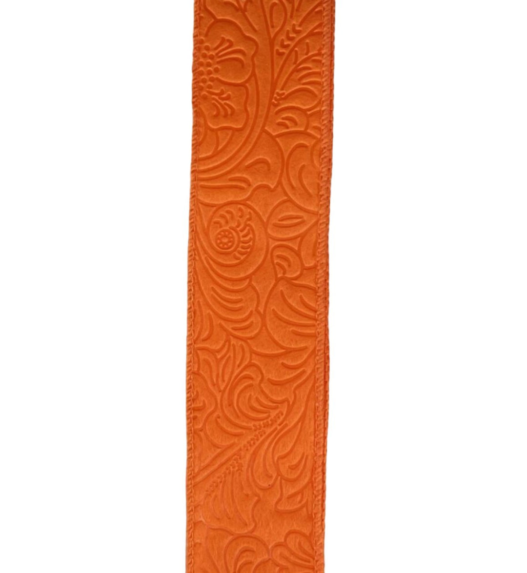 Orange solid embossed 1.5” wired ribbon - Greenery MarketWired ribbon42466-09-19