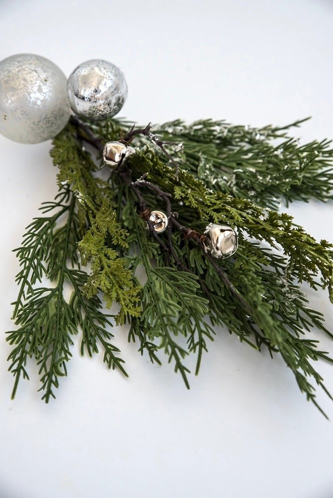 Ornament and iced cedar spray - Greenery MarketgreeneryXP1314-SV