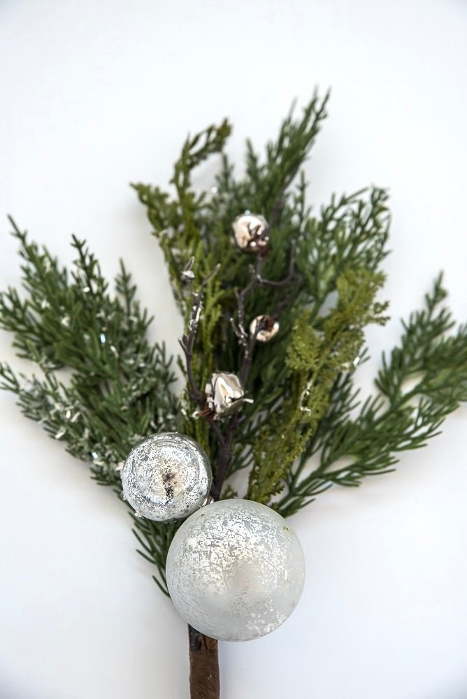 Ornament and iced cedar spray - Greenery MarketgreeneryXP1314-SV