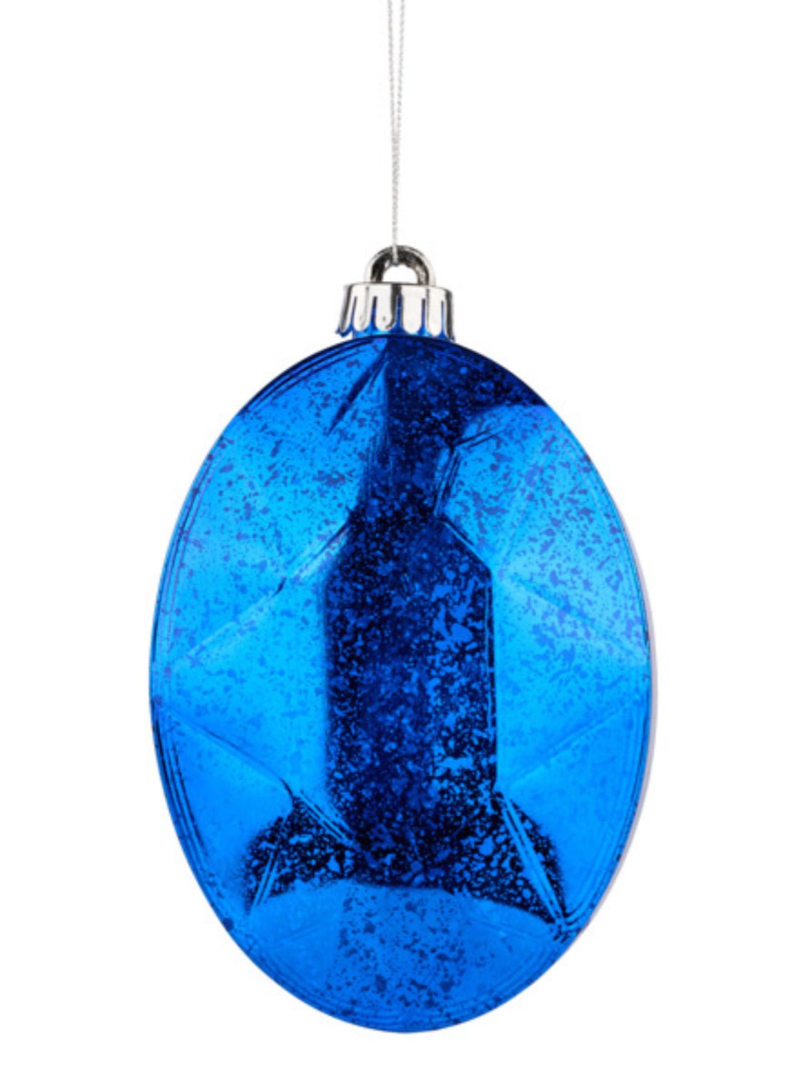 Oval Gems ornament - antique mercury look - blue - Greenery MarketXJ551725