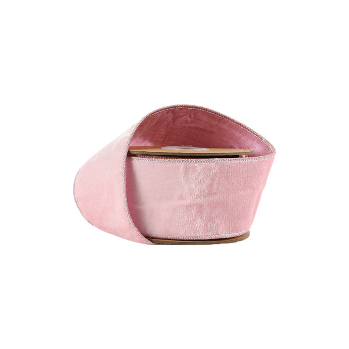 Pale Pink Wired Premium Velvet Ribbon - 2.5" - Greenery Market7049W - 117 - 63C