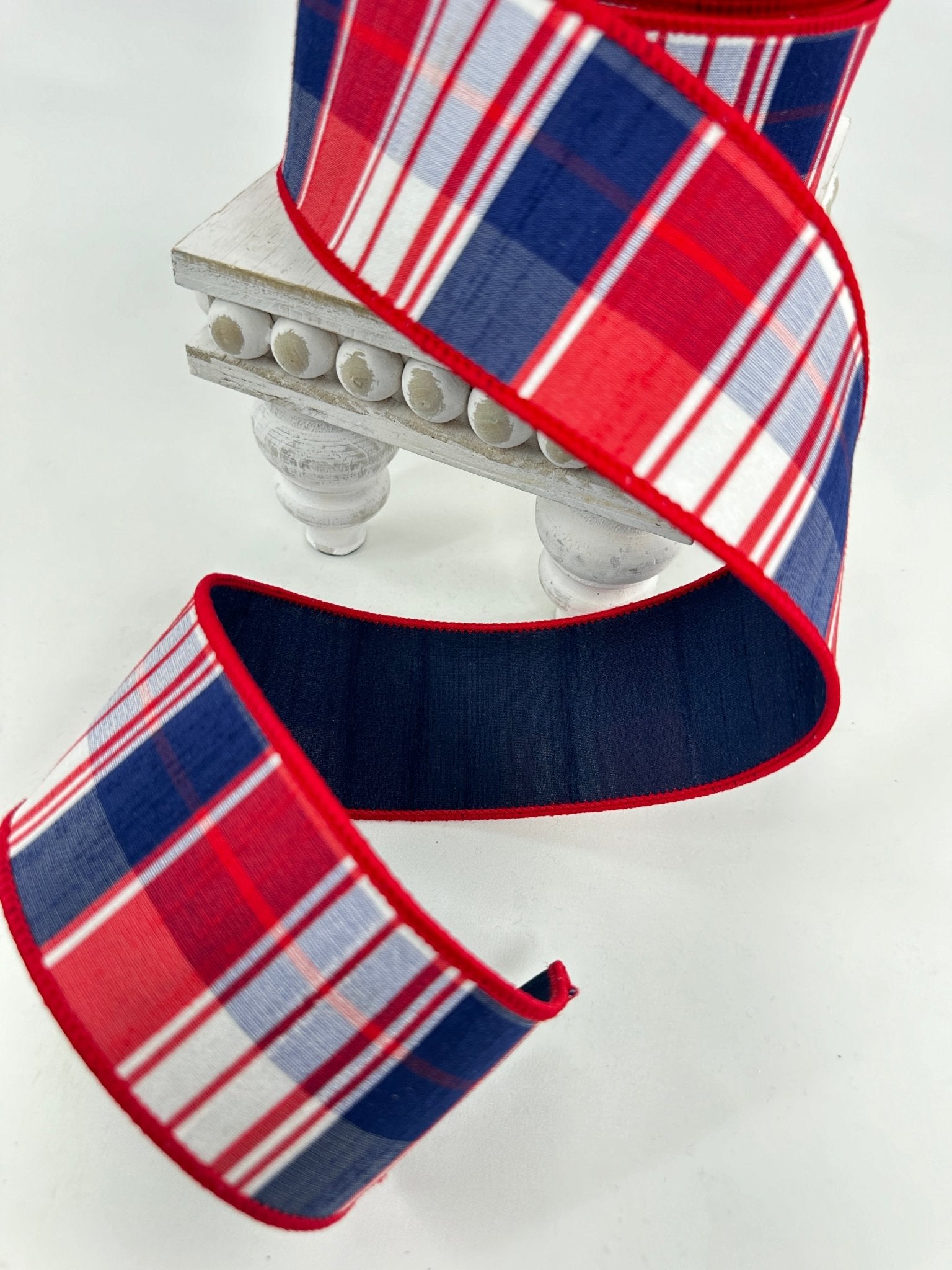 Patriotic hampton plaid 2.5” farrisilk wired ribbon - Greenery MarketRibbons & TrimRk500-32