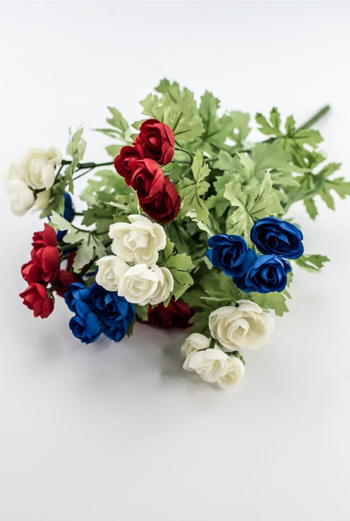 Patriotic mini ranunculus bush 16” - Greenery Market84055 - RDWTBL