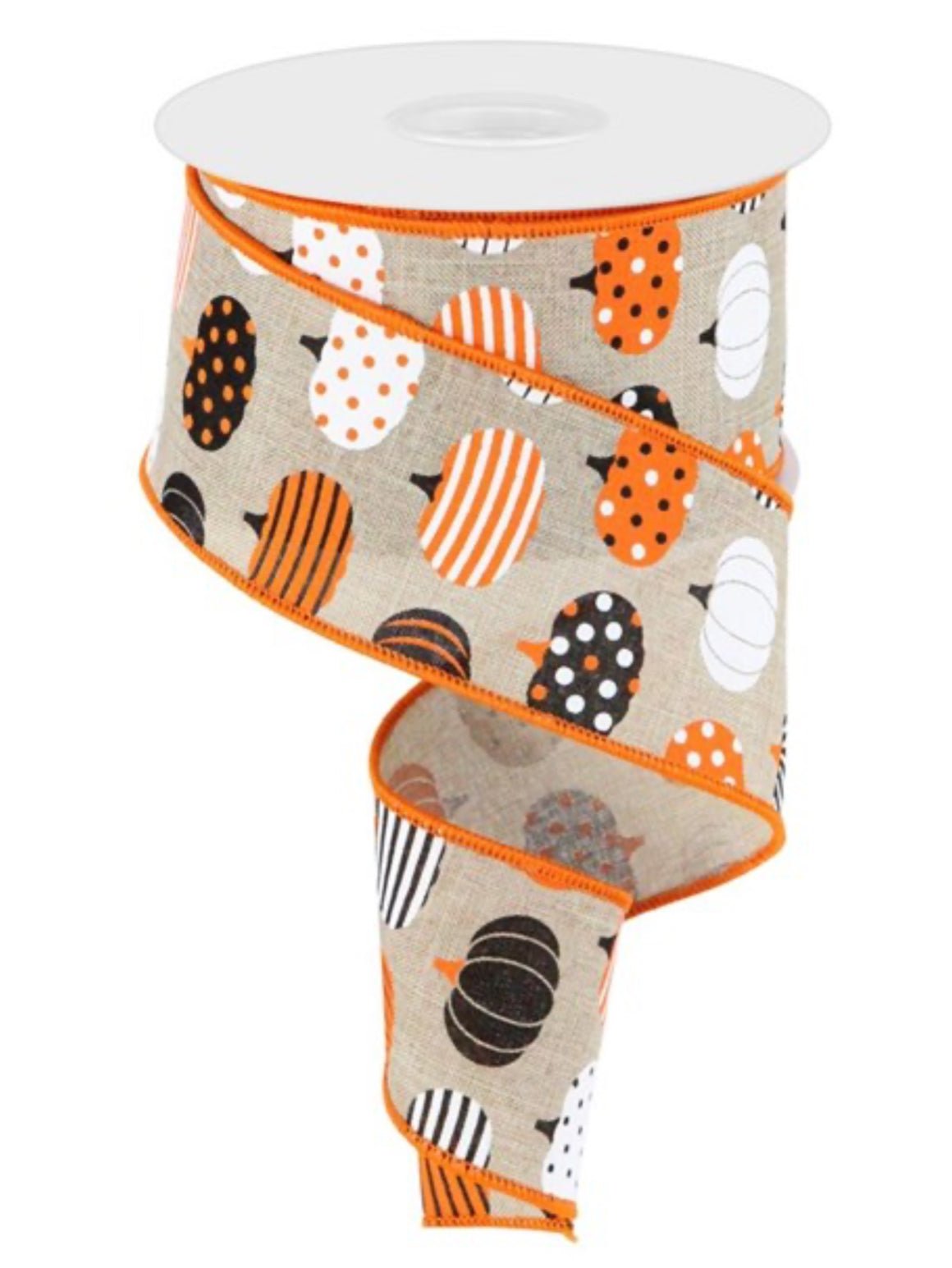 Patterned Pumpkins ribbon - 2.5” wired ribbon - Greenery MarketWired ribbonRGC170518