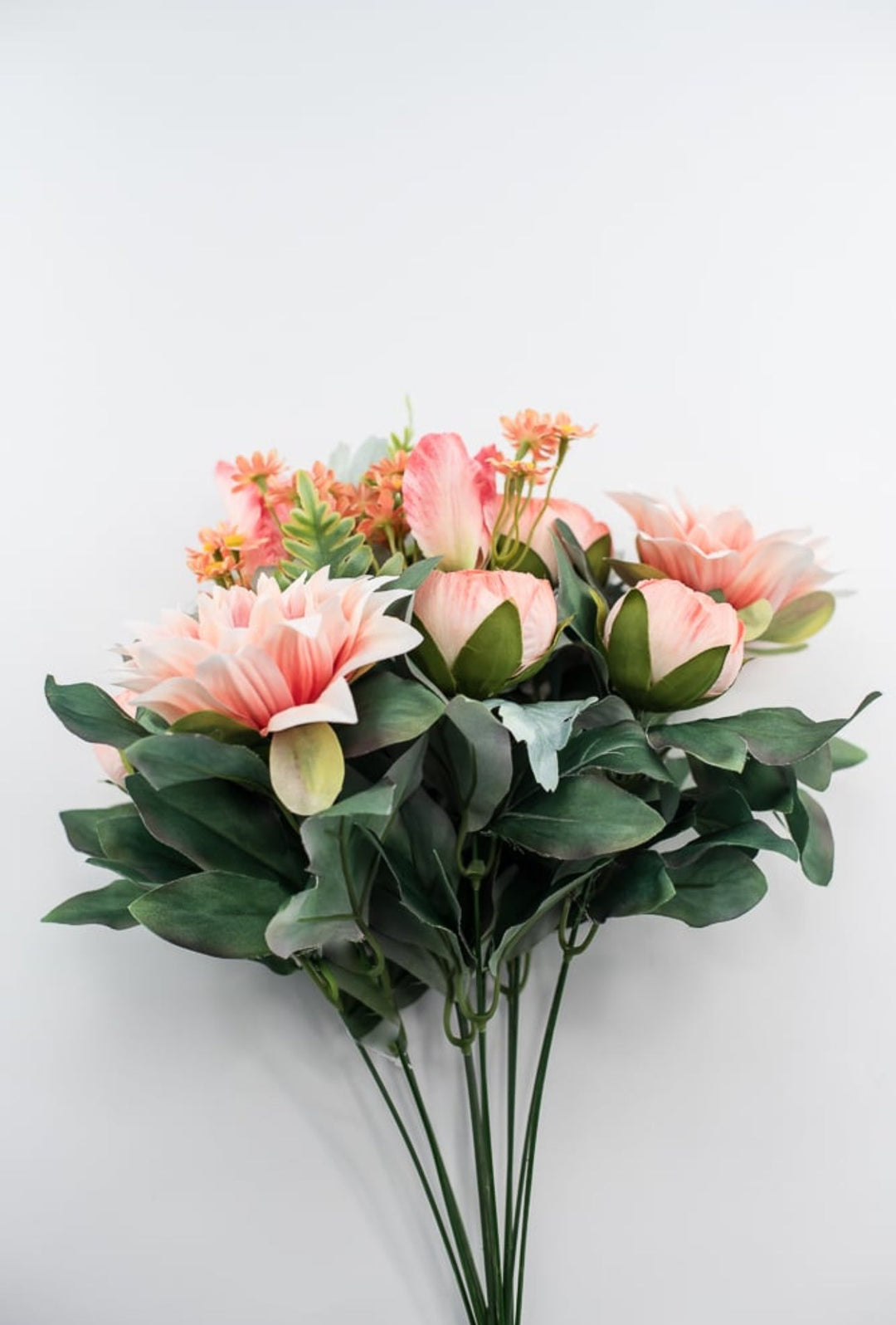 Peach coral dahlia mixed artificial flower bush - Greenery MarketArtificial Flora84298-PH