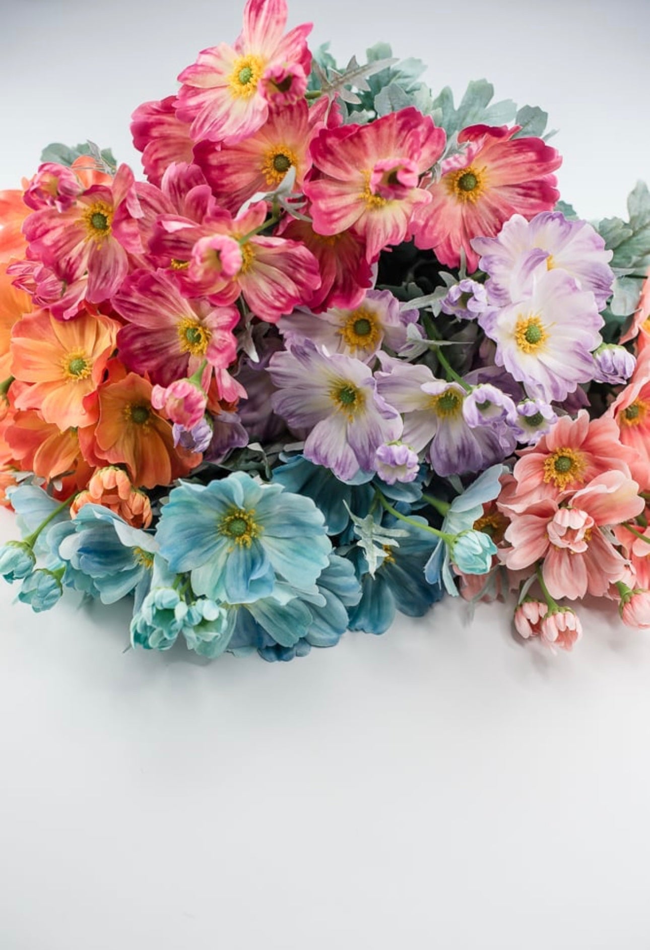 Peach cosmos artificial flower bush - Greenery Market