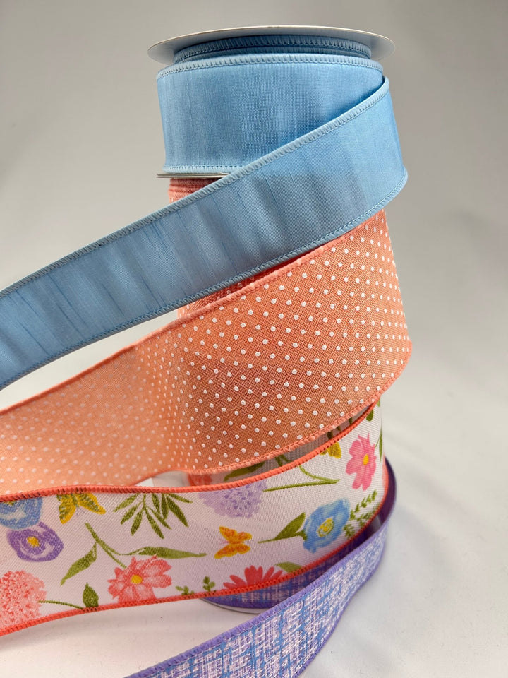 Peach Floral Bow Bundle x 4 Ribbons - Greenery MarketWired ribbonPeachLavX4