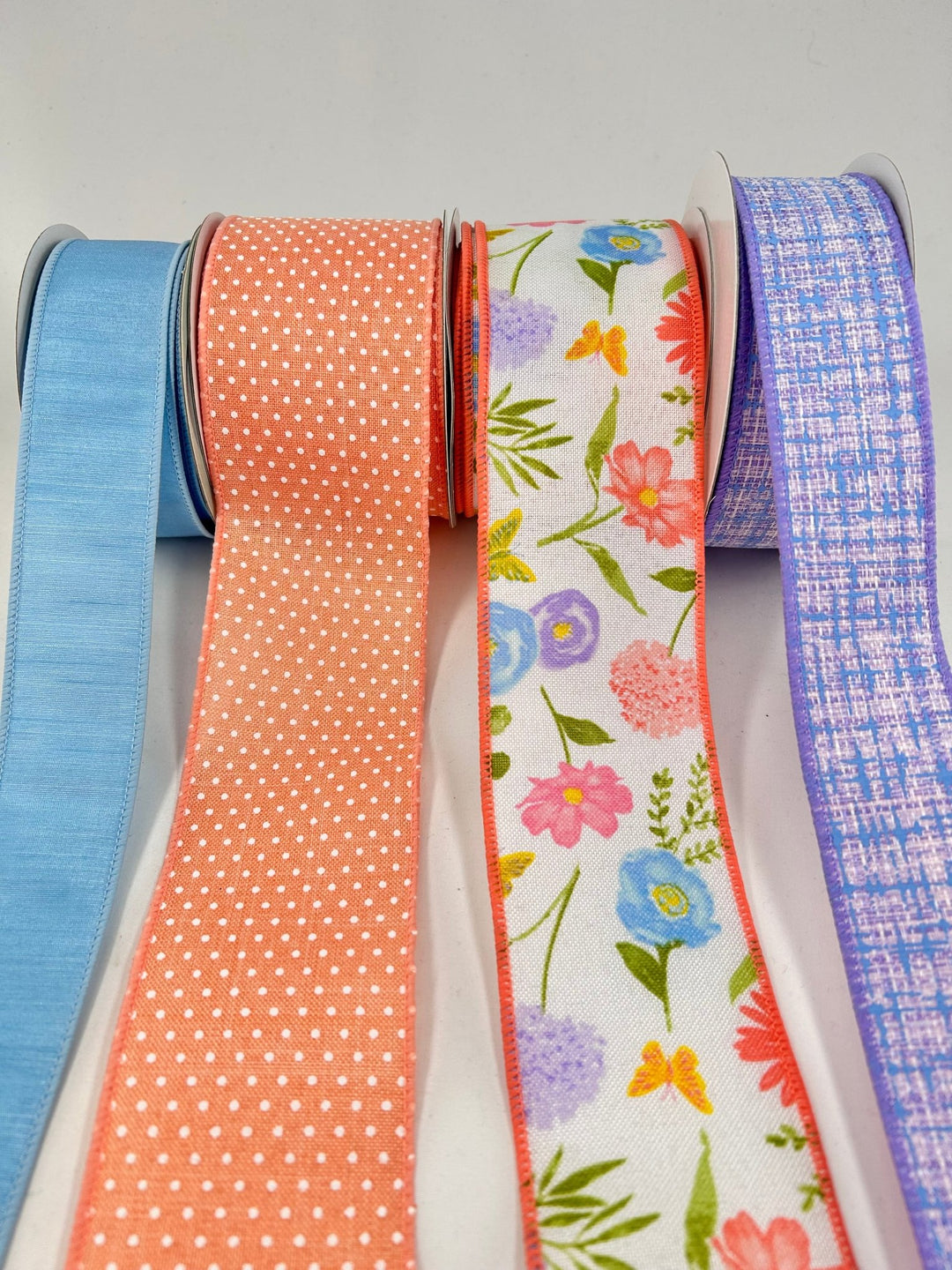 Peach Floral Bow Bundle x 4 Ribbons - Greenery MarketWired ribbonPeachLavX4