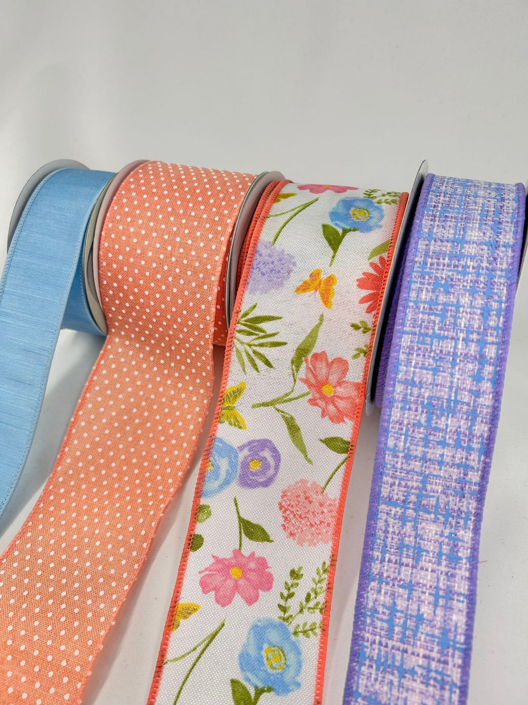 Peach Floral Bow Bundle x 4 Ribbons - Greenery MarketWired ribbonPeachLavX4