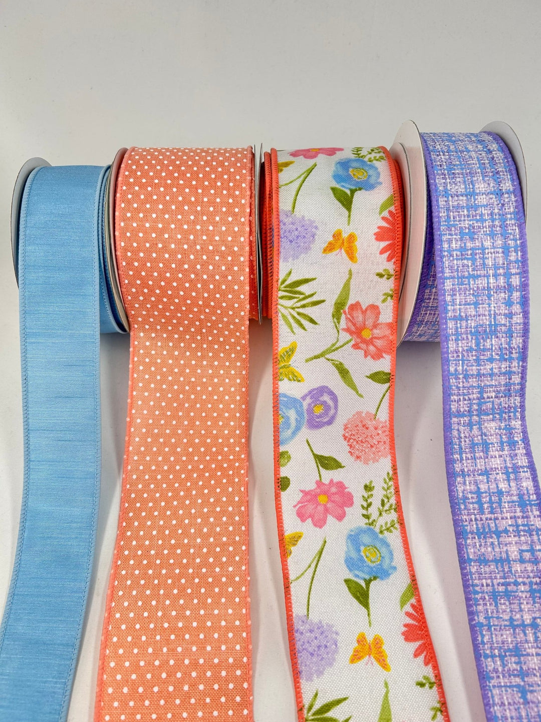 Peach Floral Bow Bundle x 4 Ribbons - Greenery MarketWired ribbonPeachLavX4