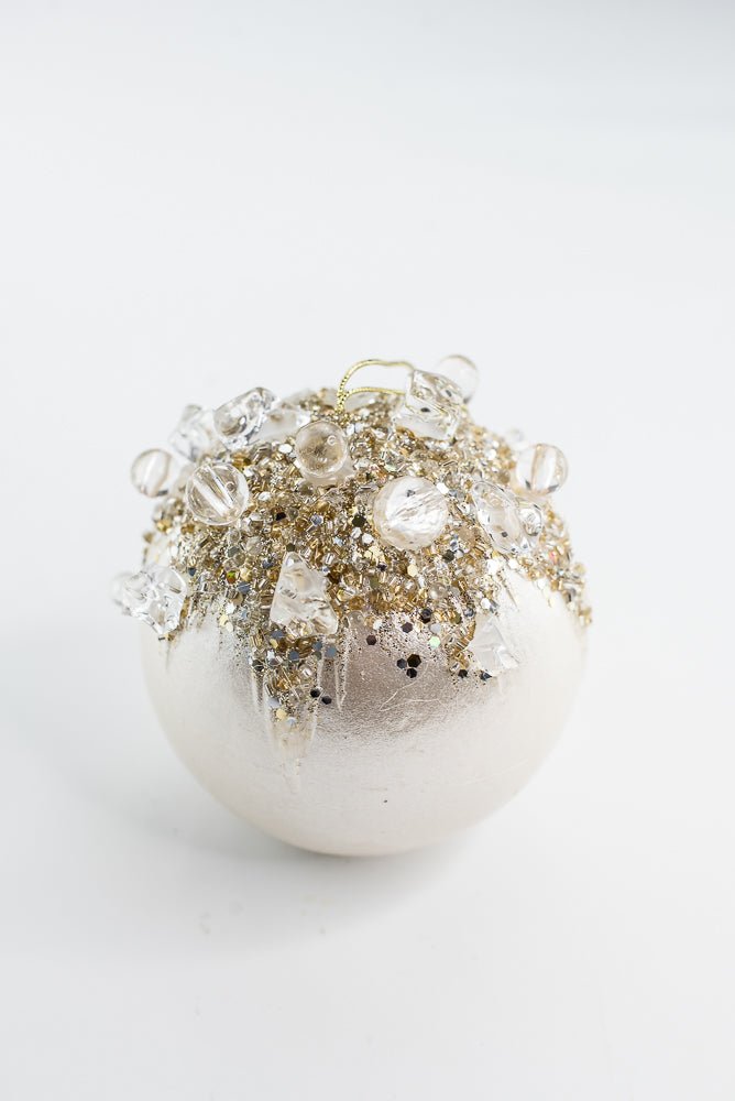 Pearl Crystal Bejeweled Ball - 5" - Greenery MarketFW361-63