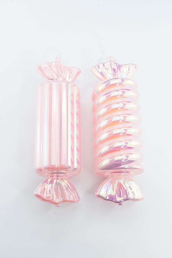 Pearl Pink & Iridescent Candy Ornament Set of 2 - 12" - Greenery MarketXM2213-PE/IR