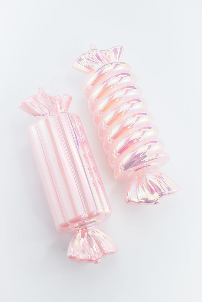 Pearl Pink & Iridescent Candy Ornament Set of 2 - 12" - Greenery MarketXM2213-PE/IR