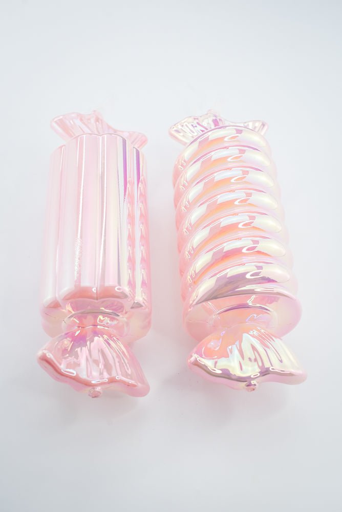 Pearl Pink & Iridescent Candy Ornament Set of 2 - 12" - Greenery MarketXM2213-PE/IR