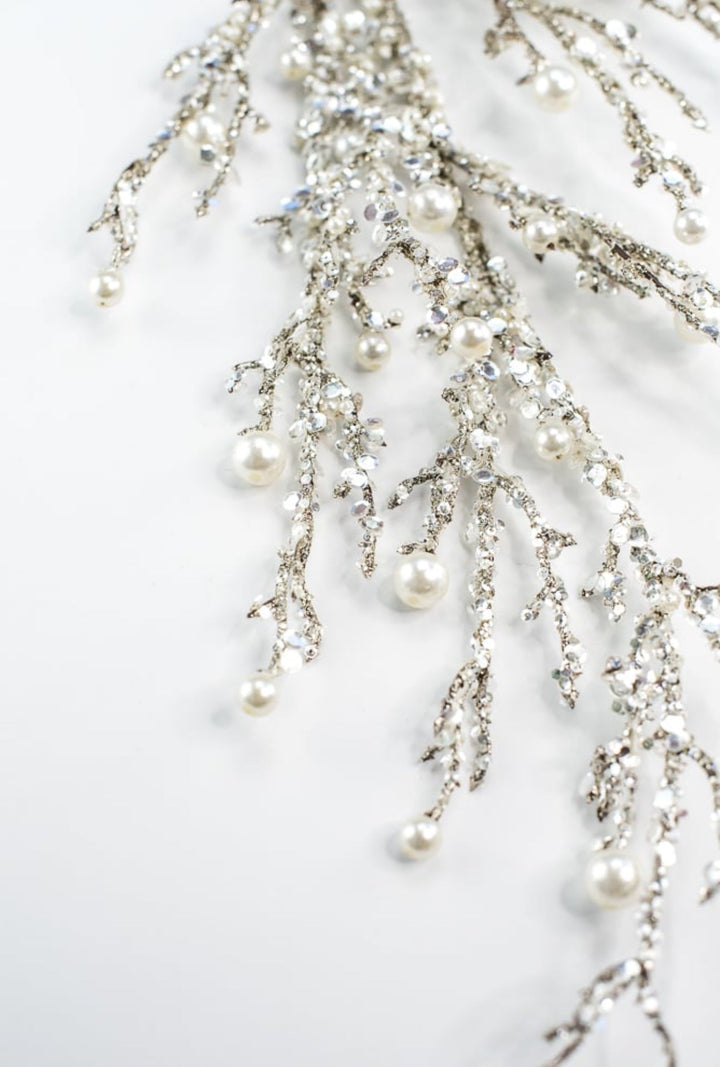 Pearl twig holiday spray - Greenery Market40097 - SILVER