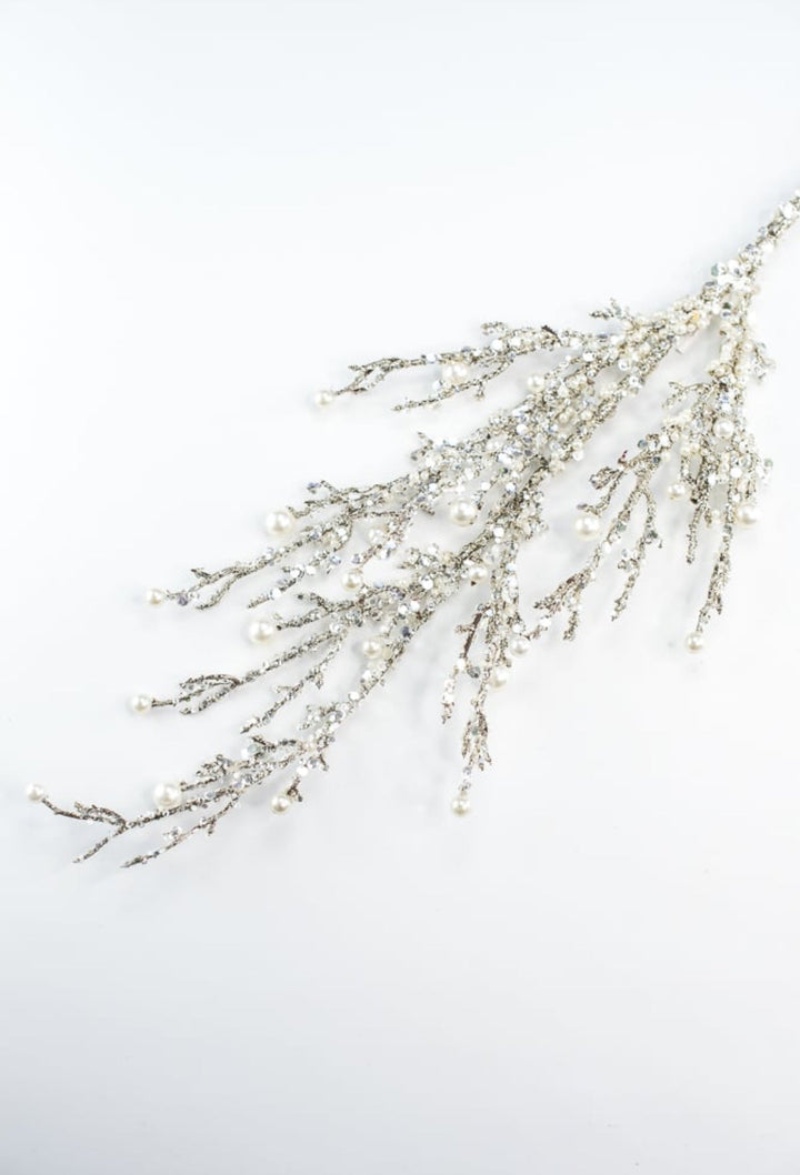 Pearl twig holiday spray - Greenery Market40097 - SILVER