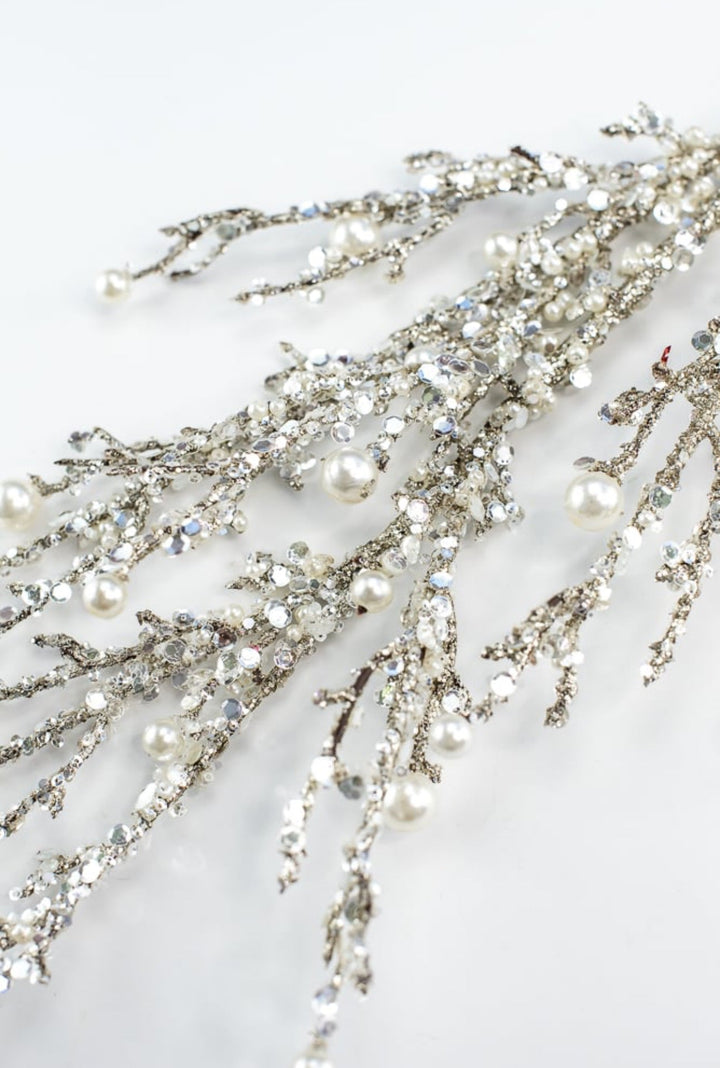 Pearl twig holiday spray - Greenery Market40097 - SILVER