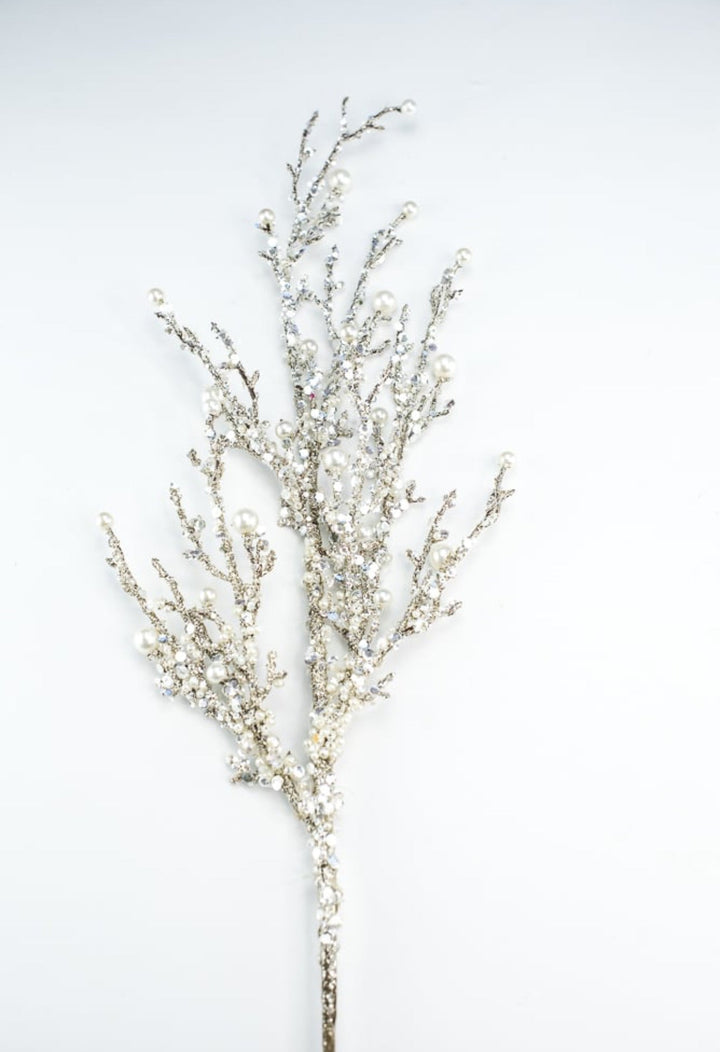 Pearl twig holiday spray - Greenery Market40097 - SILVER