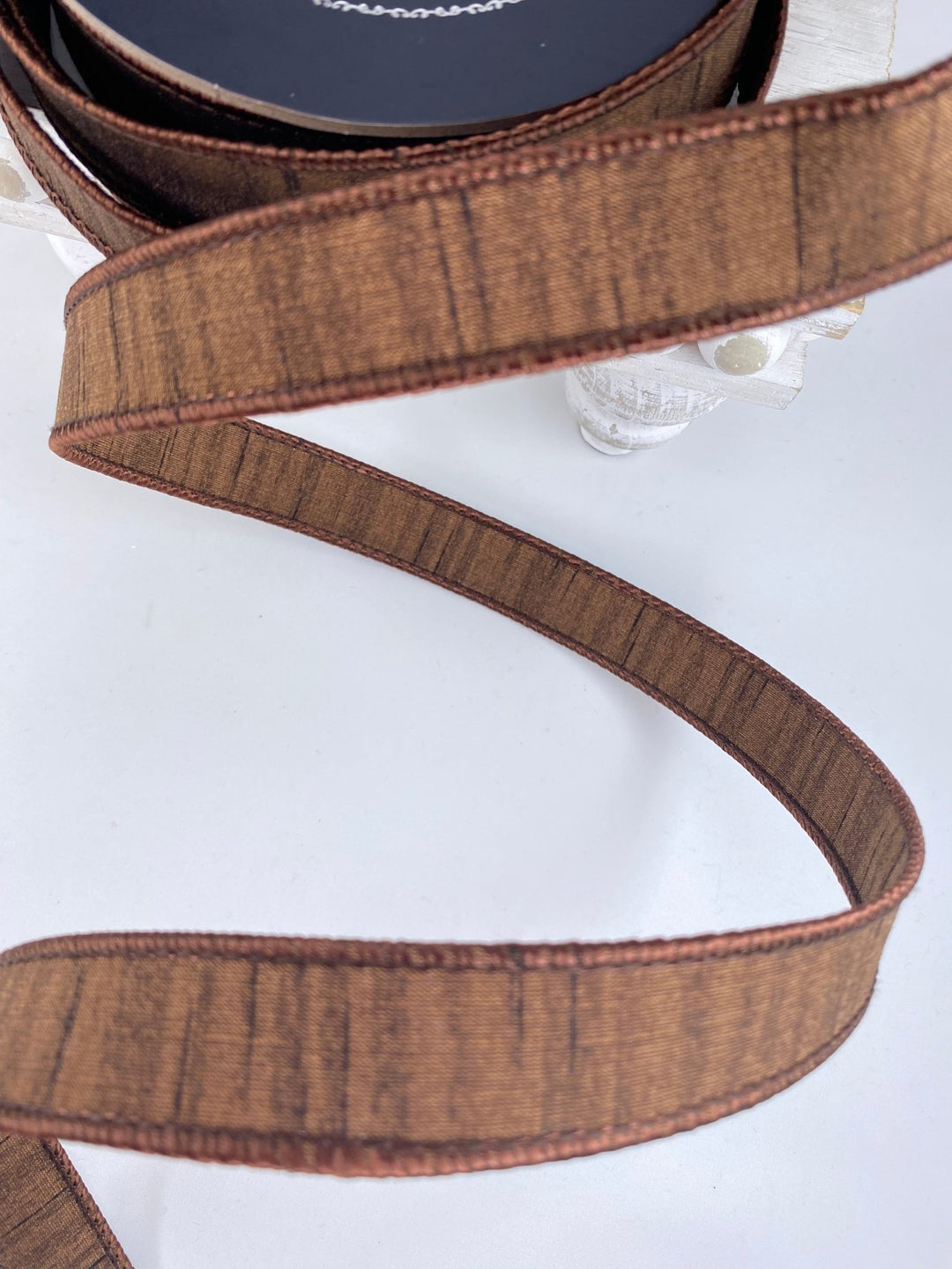 Pecan Shimmering Silk Farrisilk Wired Ribbon - 1" - Greenery MarketRK879 - 35