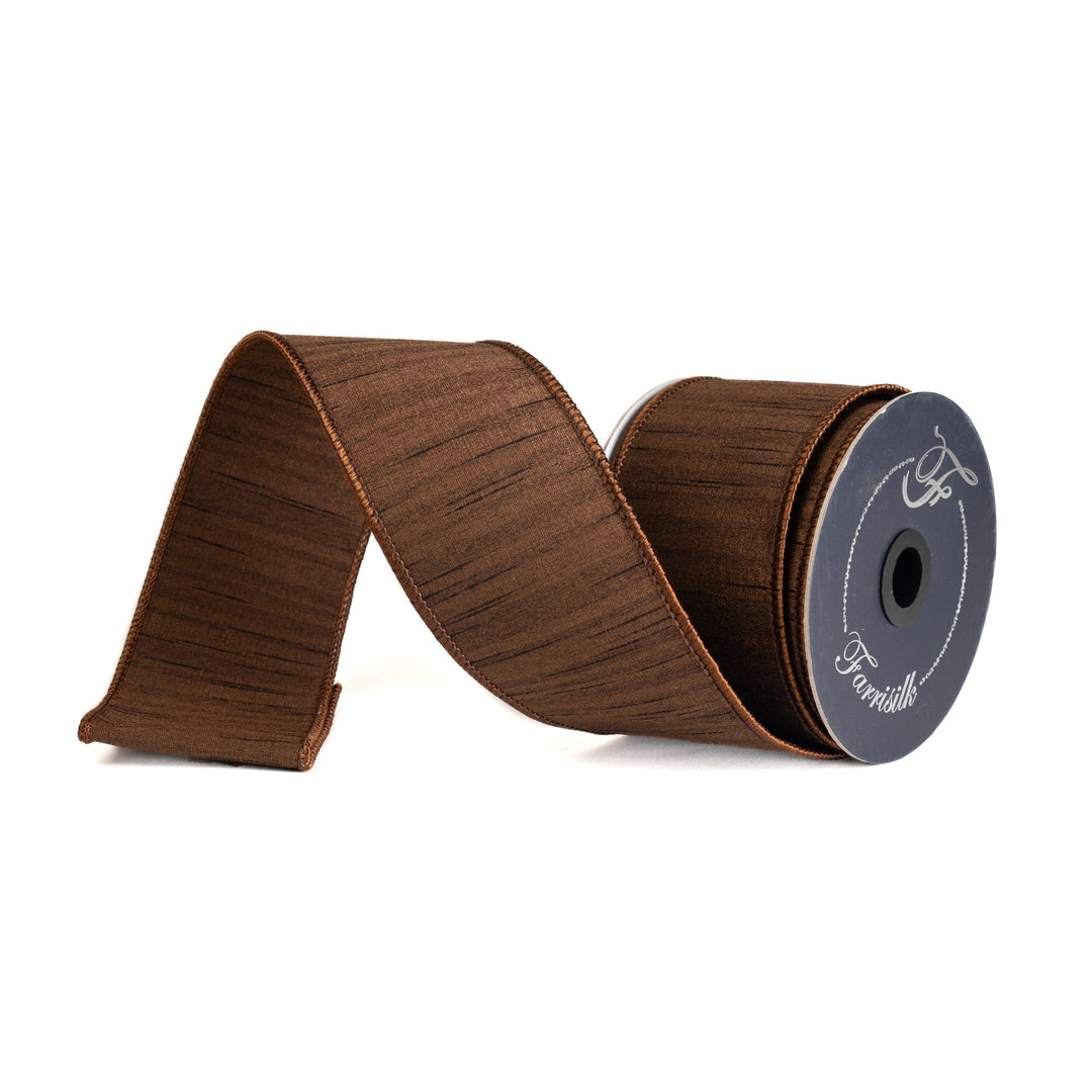 Pecan Shimmering Silk Farrisilk Wired Ribbon - 2.5" - Greenery MarketRK880-35