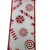 Peppermint candy cane ribbon 2.5” - Greenery MarketWired ribbonRgb118927