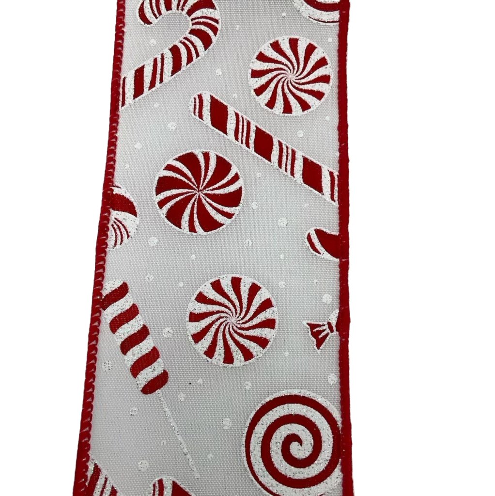 Peppermint candy cane ribbon 2.5” - Greenery MarketWired ribbonRgb118927