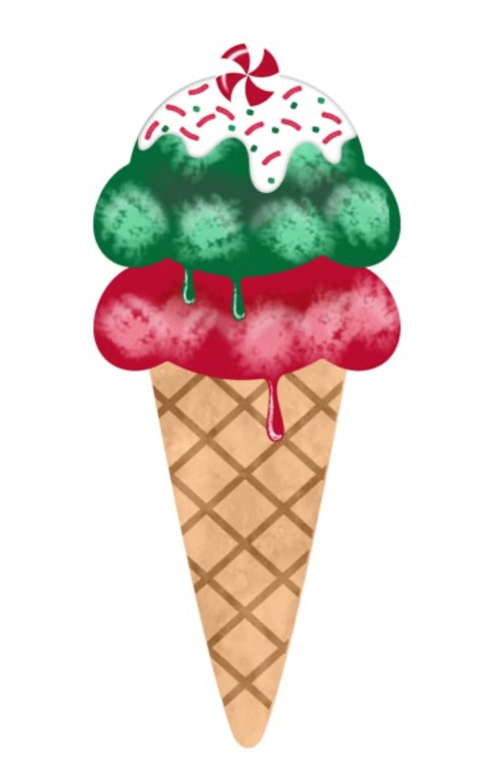 Peppermint Ice cream cone metal sign - Greenery Marketsigns for wreathsMD137496