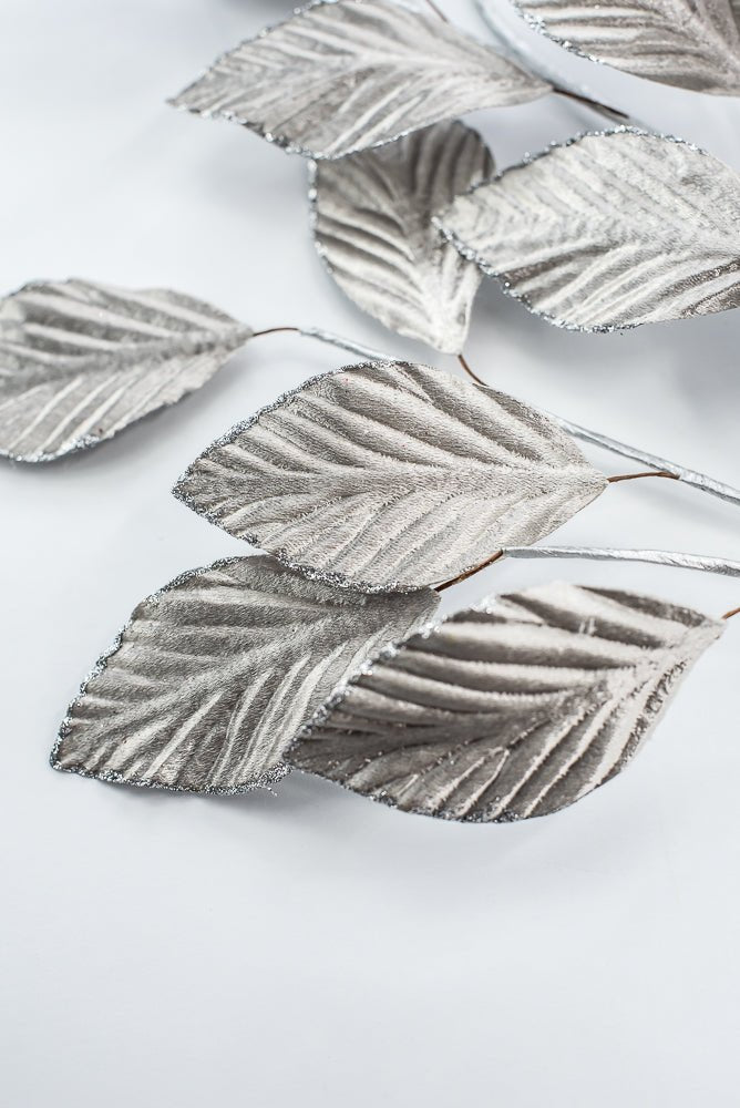 Pewter Matte Metallic Leaves Spray - Greenery Market86255PT