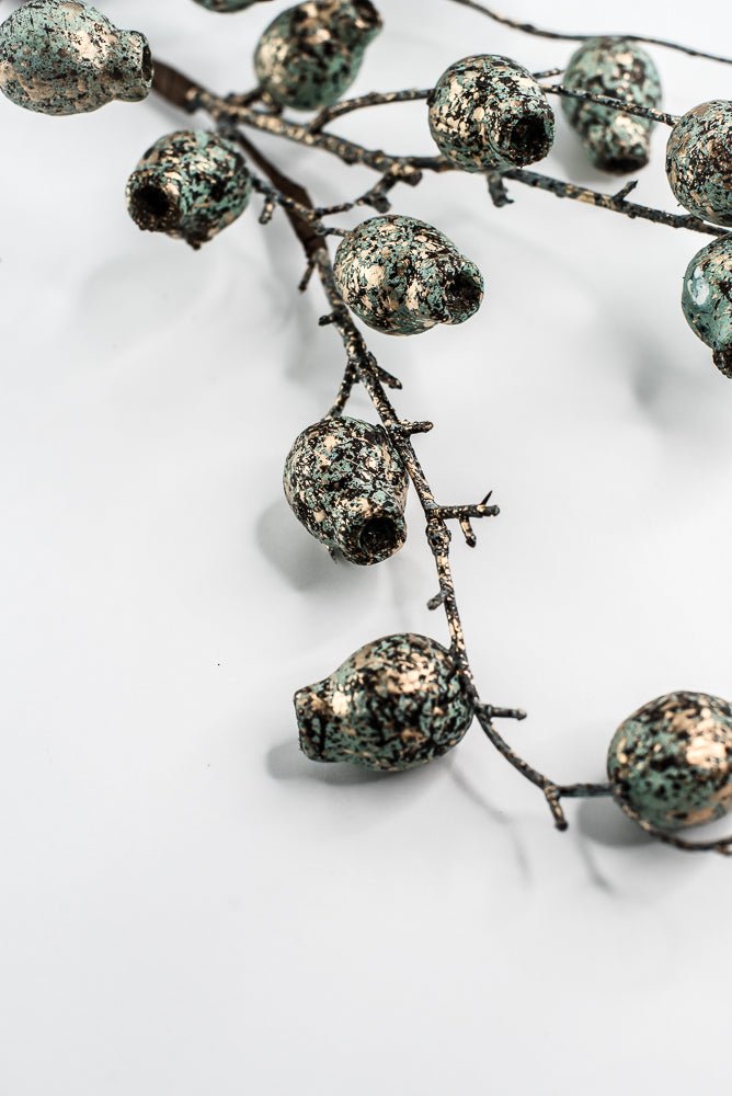 Pewter Metallic Berry Pod Spray - 28" - Greenery MarketXG1142PEW