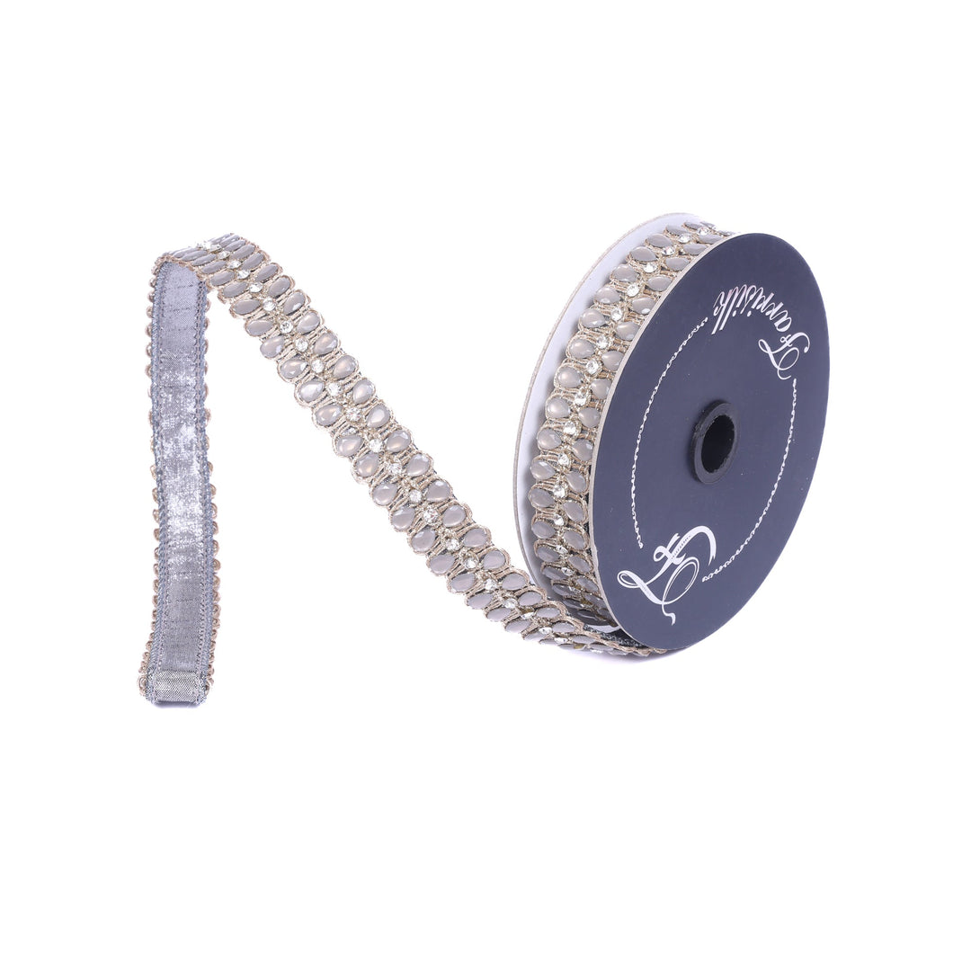 Pewter Pendeloque Farrisilk Wired Ribbon - 1" - Greenery MarketRK901-54