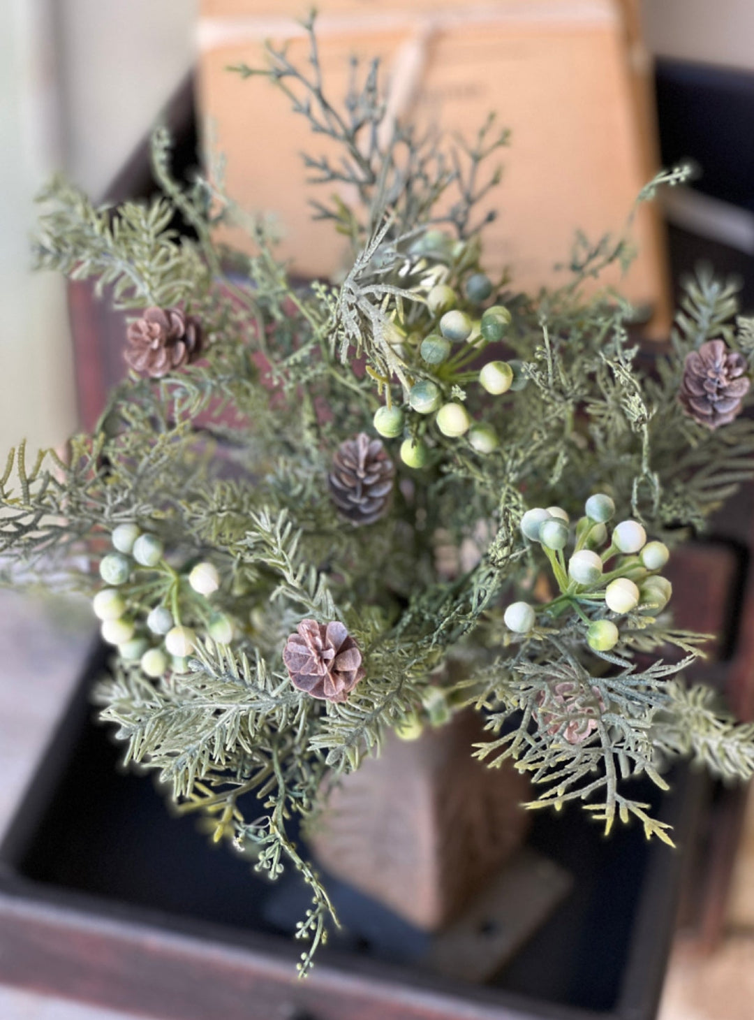 Pine, cypress, creamy berries, and cone bush - Greenery MarketXG7836