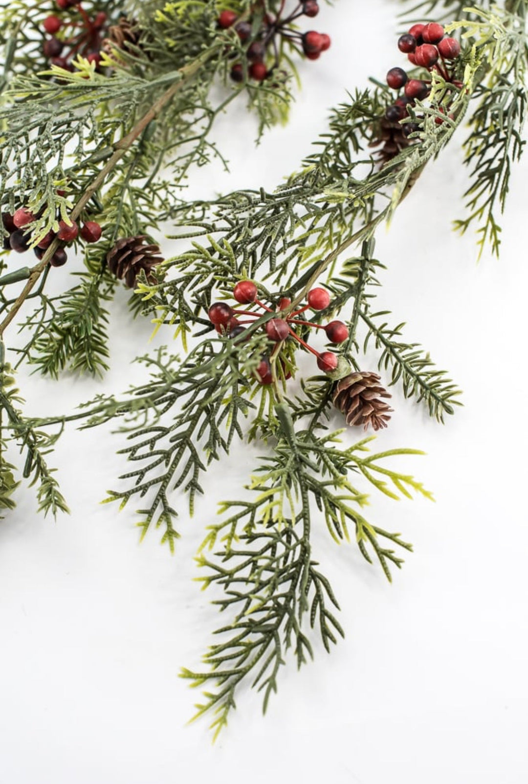 pine, cypress, red berries and cone hanging bush - Greenery MarketXG7826