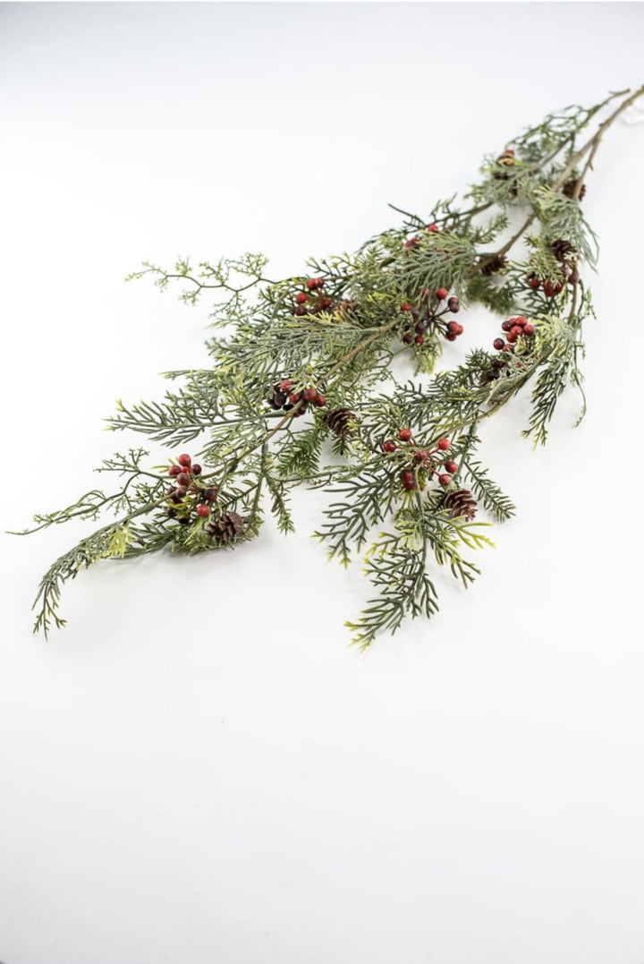 pine, cypress, red berries and cone hanging bush - Greenery MarketXG7826
