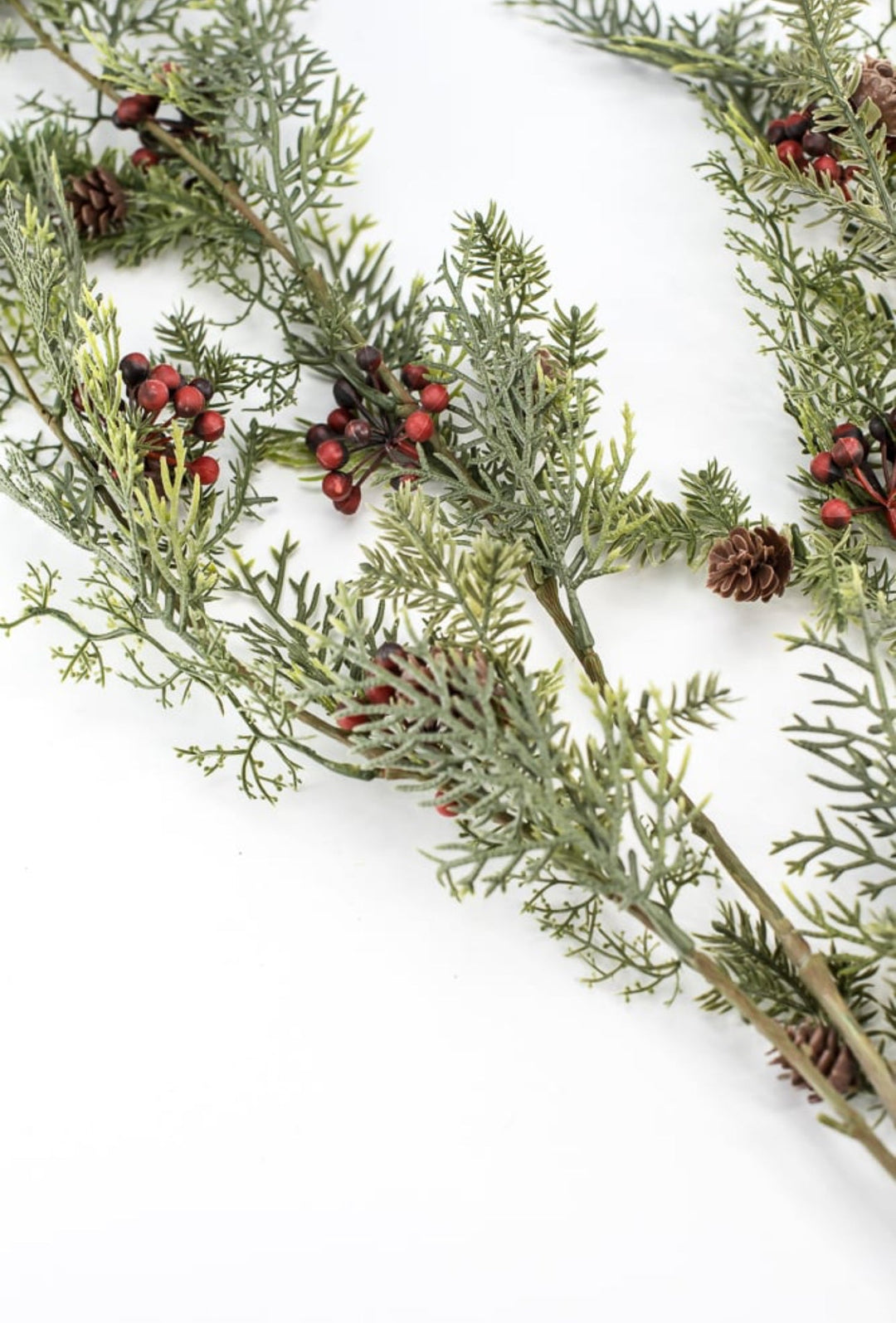 pine, cypress, red berries and cone hanging bush - Greenery MarketXG7826
